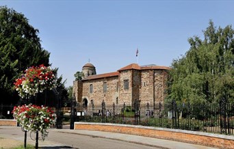 a view of Colchester Castle from the gates of Cowdray Crescent