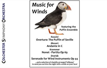 A flyer featuring teh event details and a picture of a puffin.