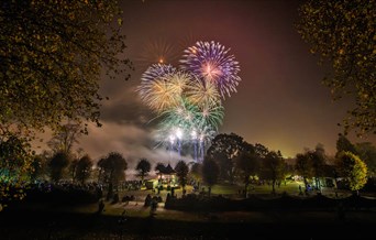 Fireworks Exploding over the Bandstand in Castle Park