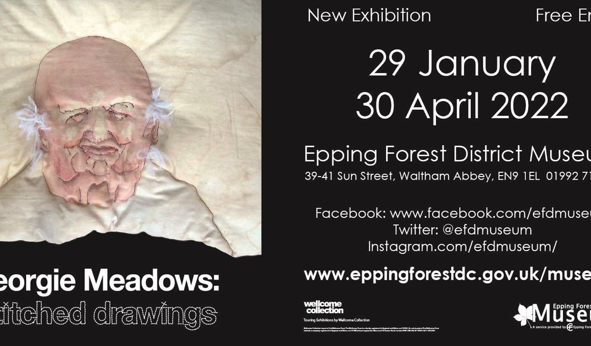 A poster sharing event details of the latest free exhibition at Epping Forest District Museum. Open 29 January to 30 April 2022.