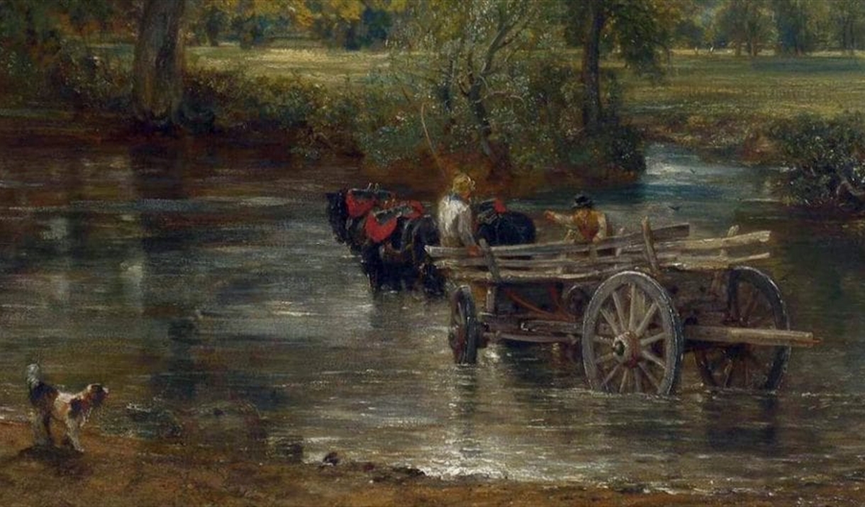 A detail of the cart stuck in the river from John Constable's The Hay Wain