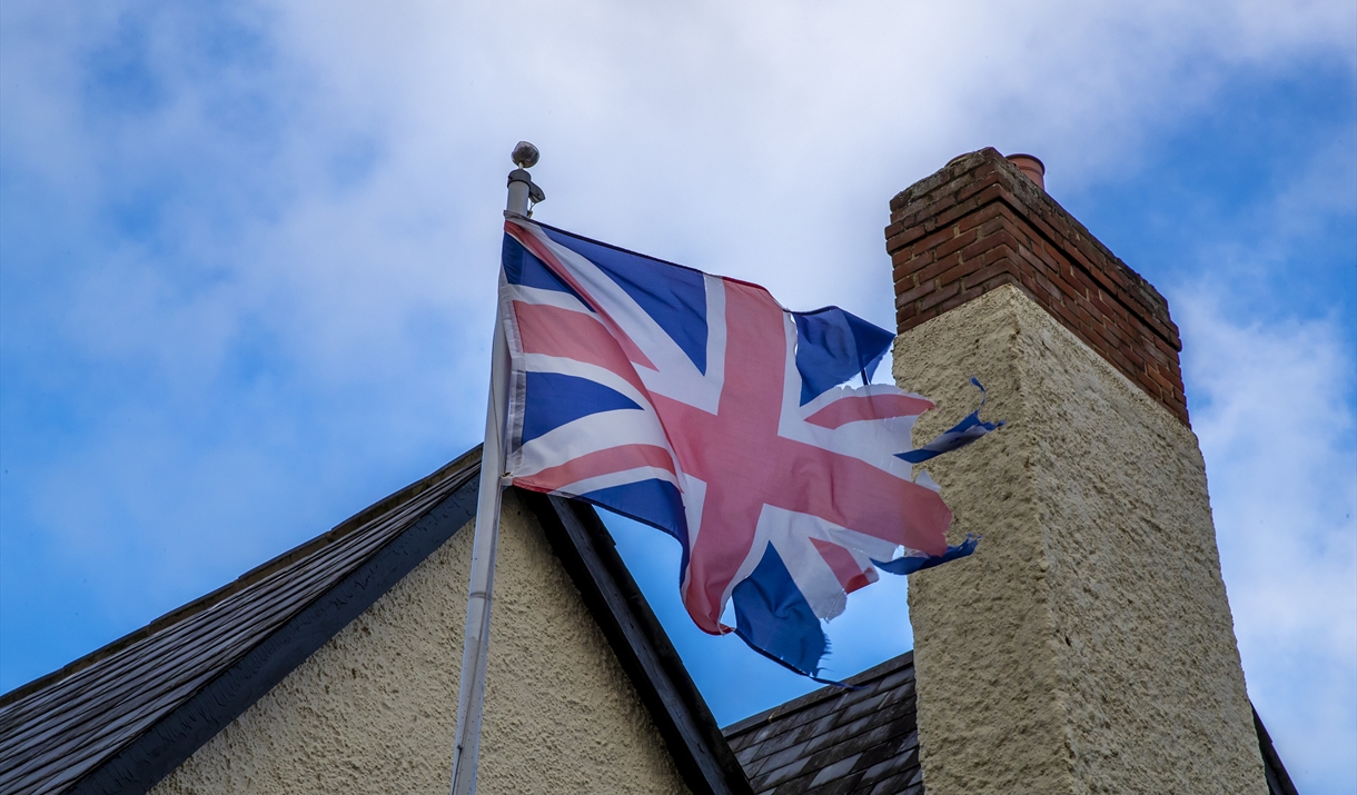 Union flag flying over Steeple Bumpstead