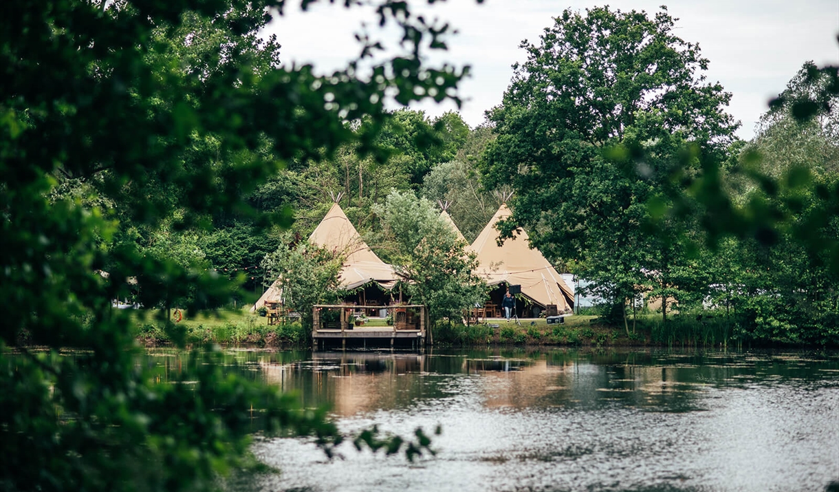 Tipis overlooking the lake