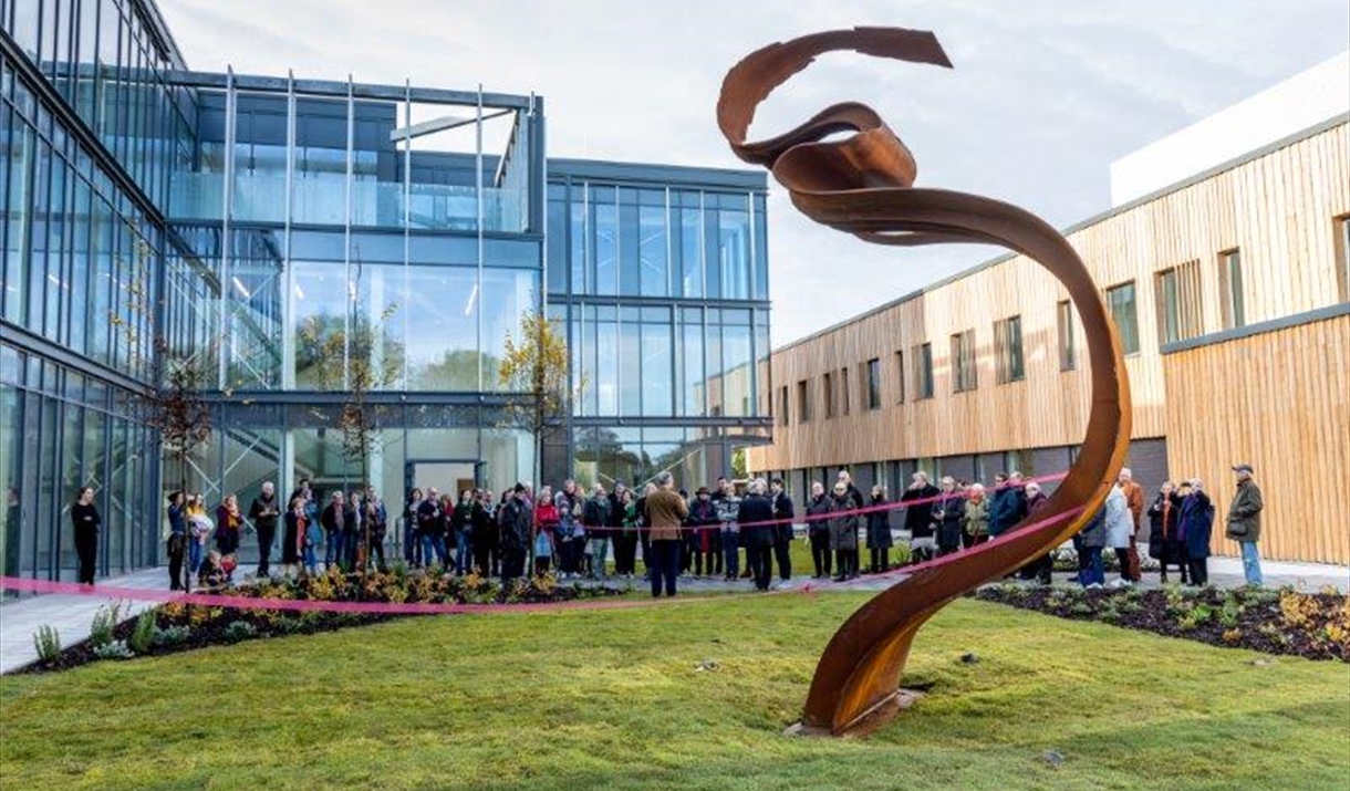 Unveiling of 'Twofold', Nick Hornby, 2019, on the Harlow Sculpture Town Cycle Loop Trail. Photographed by Brian Thomas.