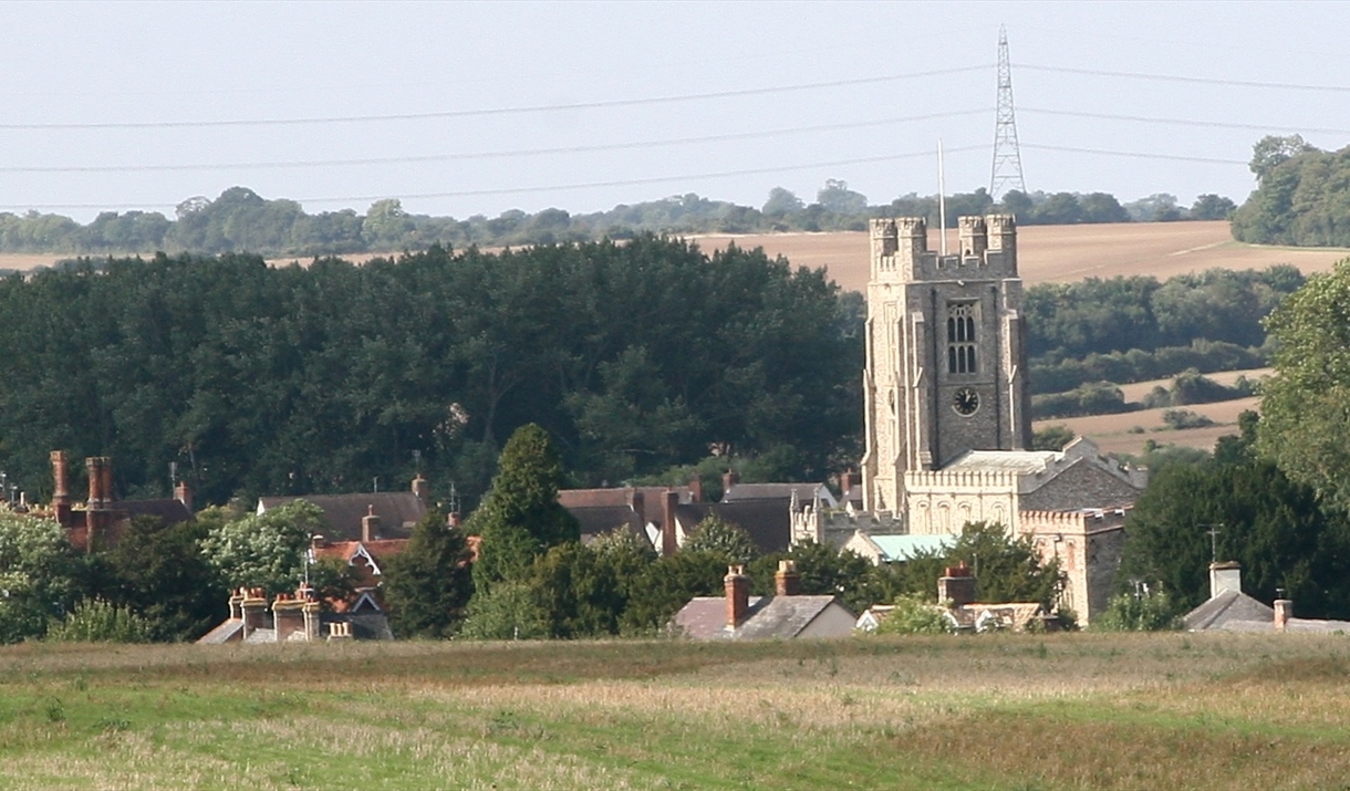 View of village and church from fields