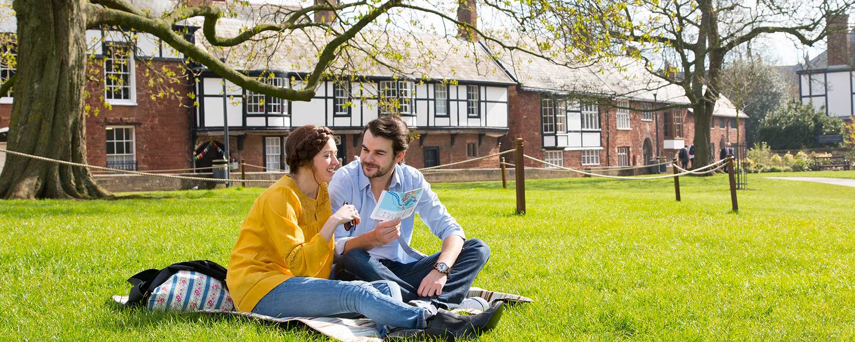 People sitting on Cathedral Green