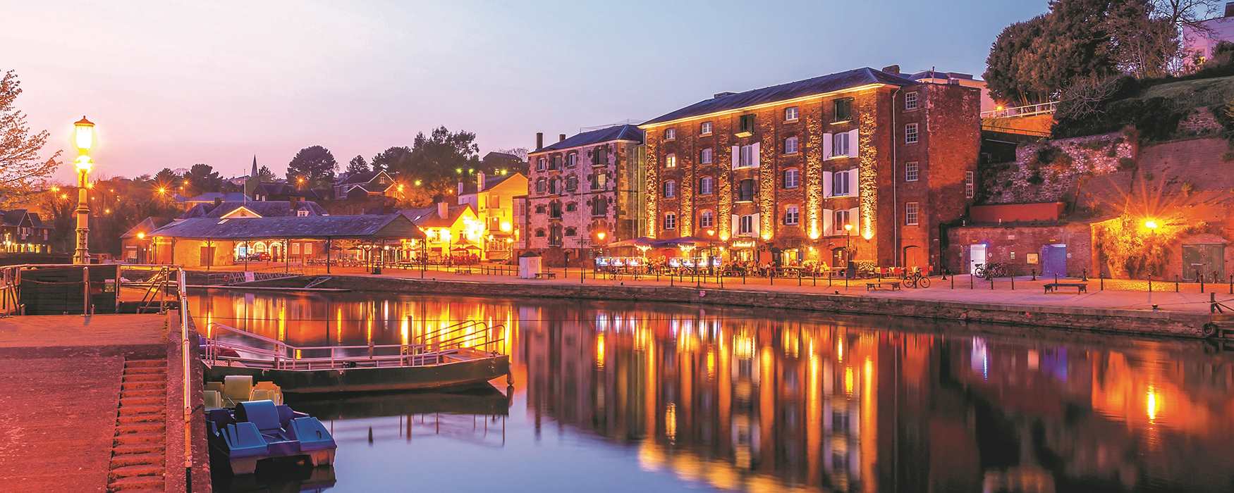 Exeter Quayside, at nighttime