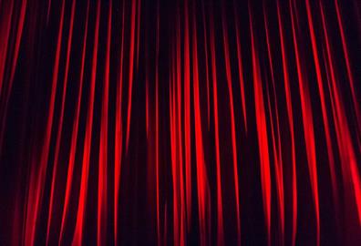 Red stage curtains