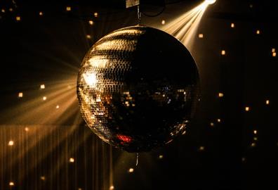 Glitterball in gold light