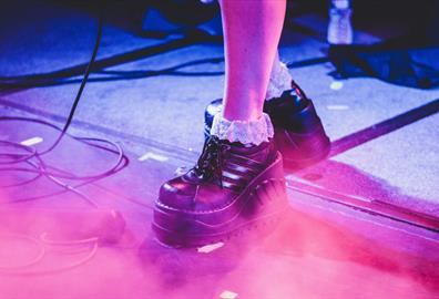Black platform boots with lace socks