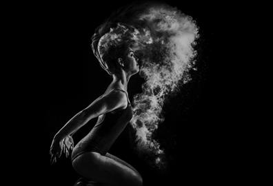 Contemporary dancer with smoky background