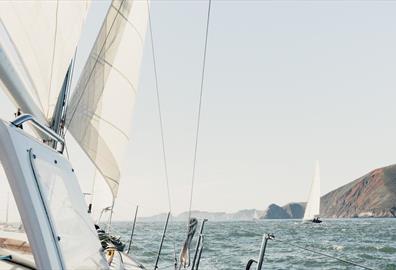 White sailboat on the ocean