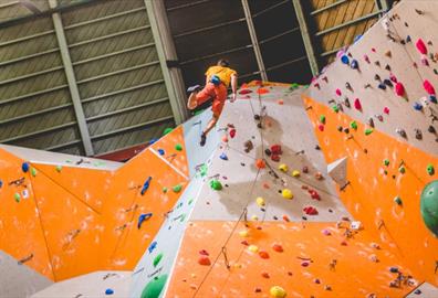 Quay Climbing Centre image taken from the bottom of the wall