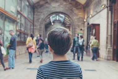 Child looking around a museum