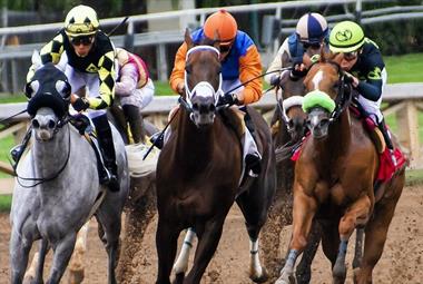 People racing horses