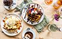 Waffles and hot chocolate at Darts Farm
