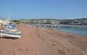 Shaldon Beach with boats on it
