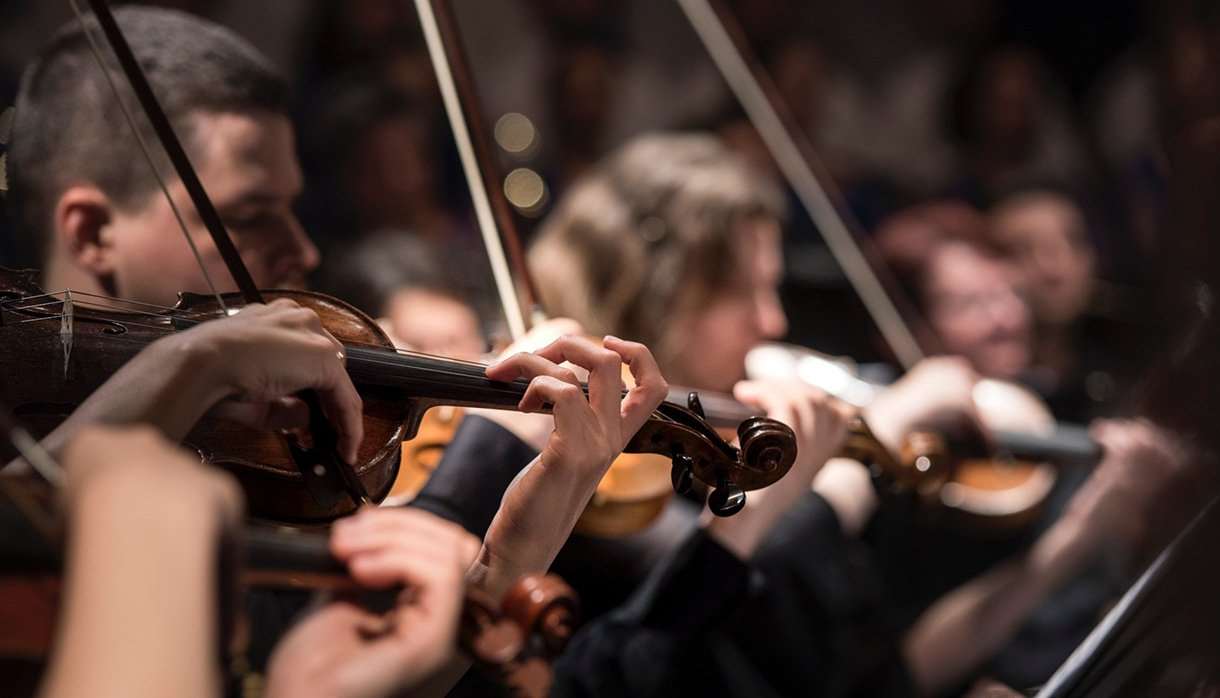 Violinists performing