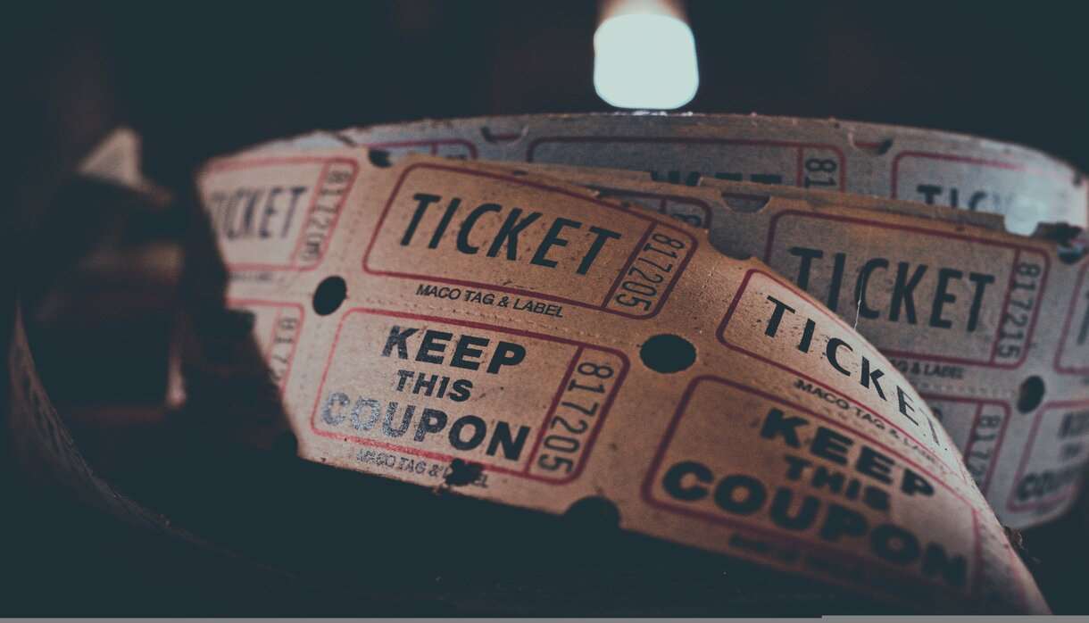 Close up of a roll of tickets for a show