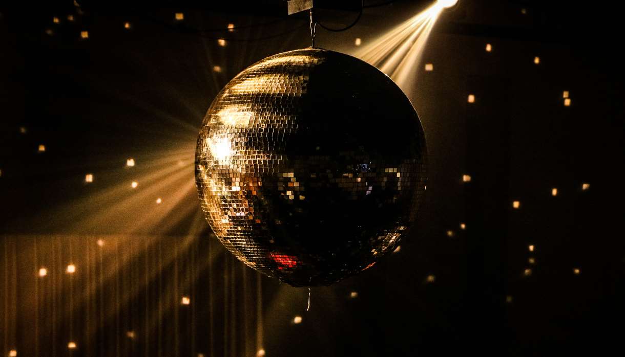 Glitterball in gold light