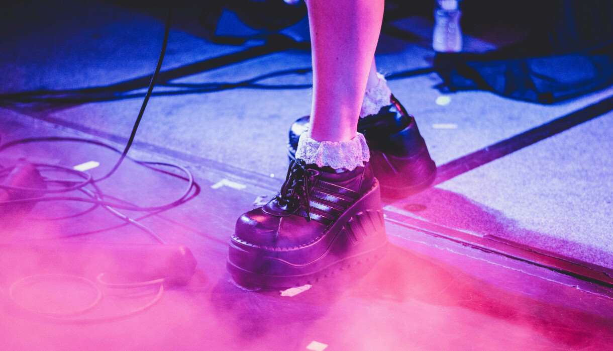 Black platform boots with lace socks