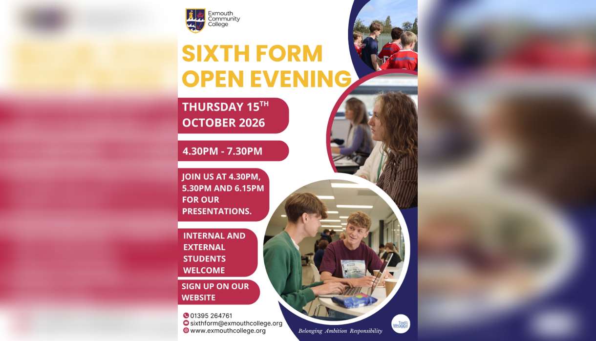 Exmouth Community College Sixth Form Open Evening, , 4.15pm-7.3