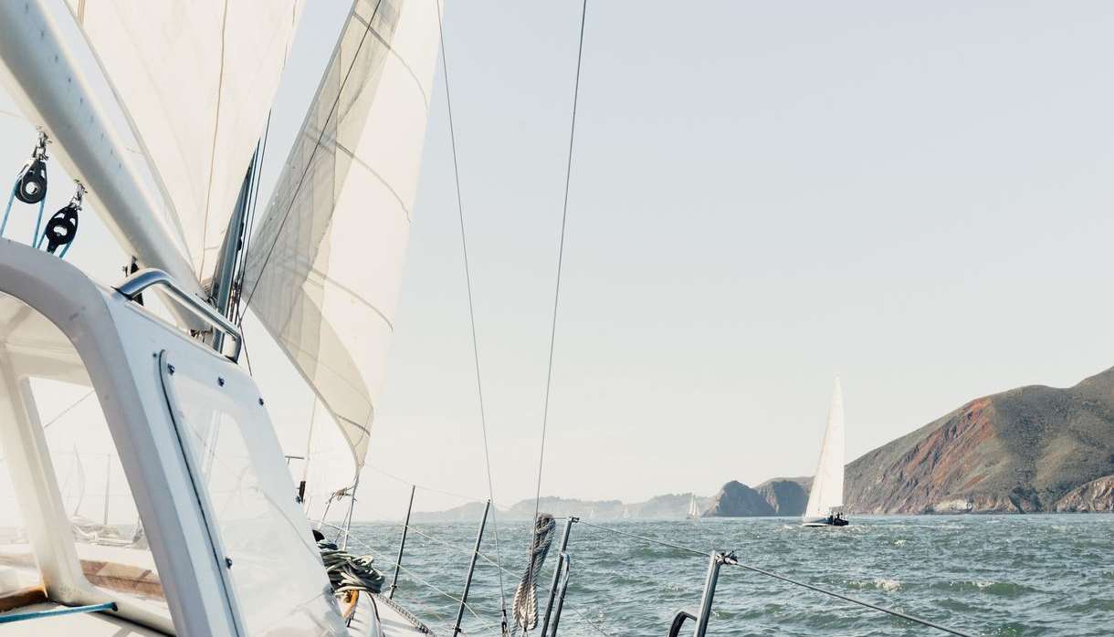 White sailboat on the ocean