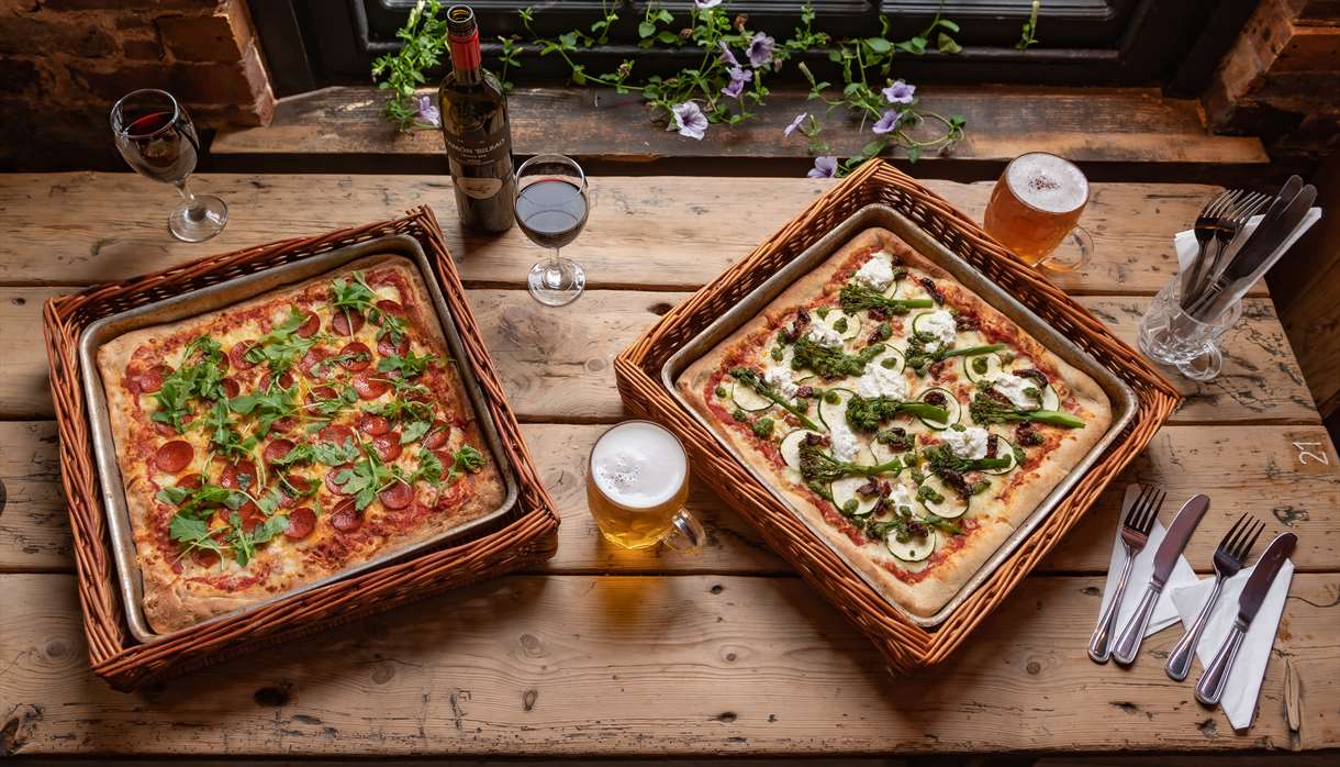 Two pizzas at Old Firehouse
