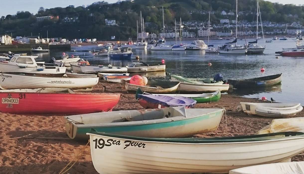 Teignmouth River Beach with boats