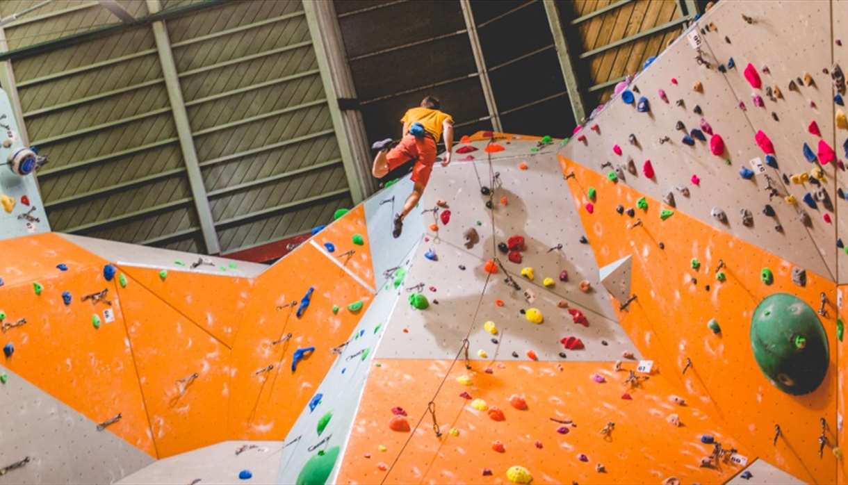 Quay Climbing Centre image taken from the bottom of the wall