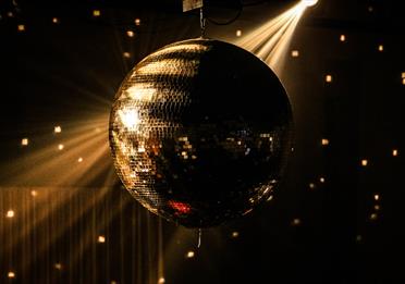 Glitterball in gold light