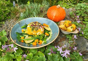 Butternut roulade with seasonal vegetables