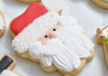 Santa shaped sugar cookie