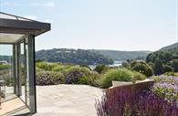 Garden patio with sea views