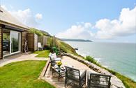 Garden patio with sea views