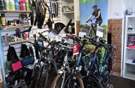 Selection of hybrid, electric, road, and children's bikes