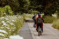 Cycling alongside the gardens
