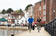 Cycling the Exe Estuary Trail, next to Exeter Quayside