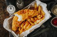 Fish and chips from Greendale Farm Shop Cafe.