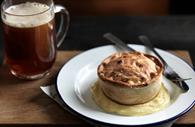 Pie and mash with drink