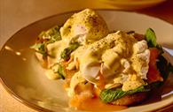 Salmon with Hollandaise sauce.