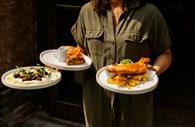 Serving up a variety of food.