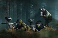 Paintballers in forest