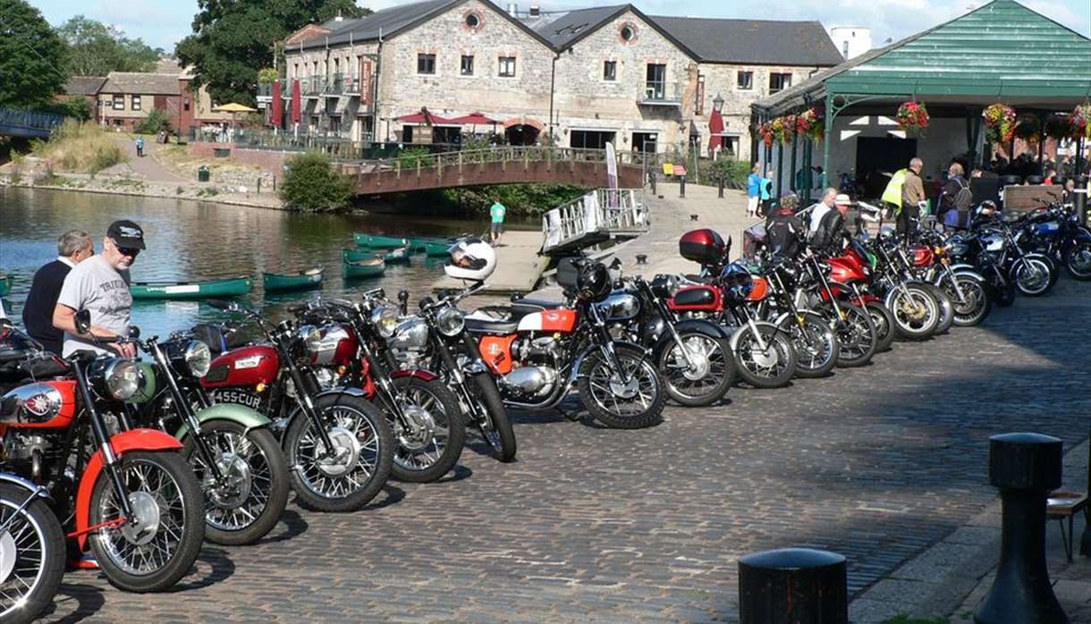 Classic motorcycle club at Exeter Quay