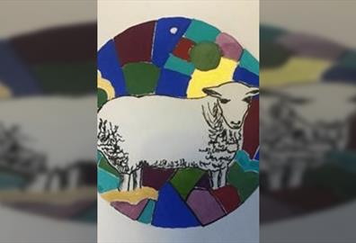 Design your own sheep in a mini stained glass window