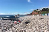 Budleigh Salterton Beach: with a boat on it