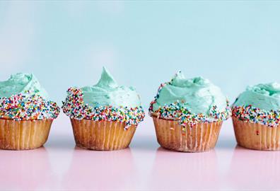 Cupcakes with frosting and sprinkles