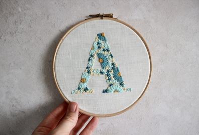 Flower Initial Hoop Embroidery Workshop with SimplyWishes