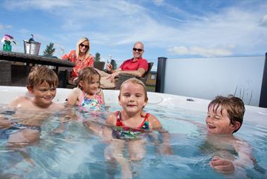 Fun for all the family in the hot tub