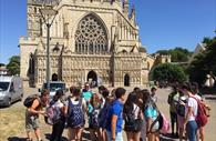 Students in front of Exeter Cathedral